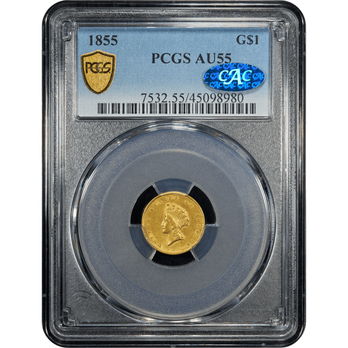 1855 Gold Dollar (G$1) SLAB Image