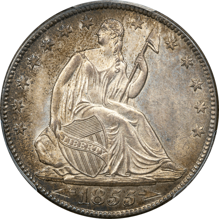 1855-O Seated Liberty Half Dollar (50c) Arrows Obverse Image