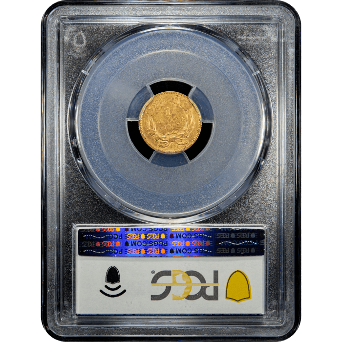 1856 Gold Dollar ($1) Slanted 5 Reverse Slab Image
