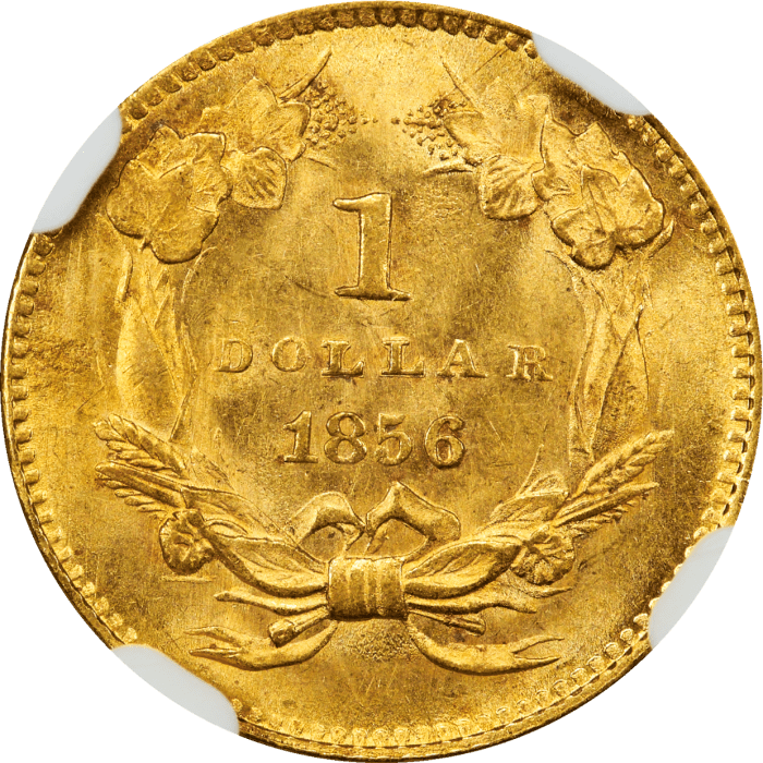 1856 Gold Dollar (G$1) Upright 5 REVERSE Image
