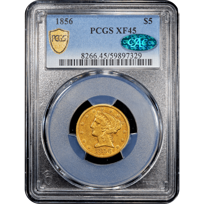 1856 Liberty Gold Half Eagle ($5) Obverse Slab Image