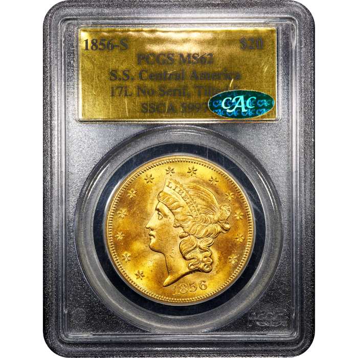 1856-S Liberty Gold Double Eagle ($20) S.S. Central America SLAB Image