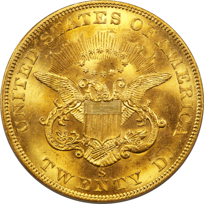 1856-S Liberty Gold Double Eagle ($20) S.S. Central America REVERSE Image