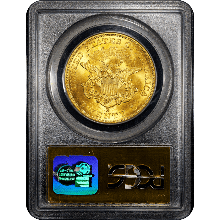 1856-S Liberty Gold Double Eagle ($20) S.S. Central America Reverse Slab Image