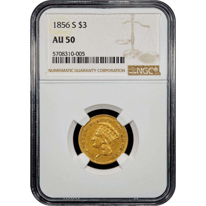 1856-S Three Dollar ($3) Obverse Slab Image