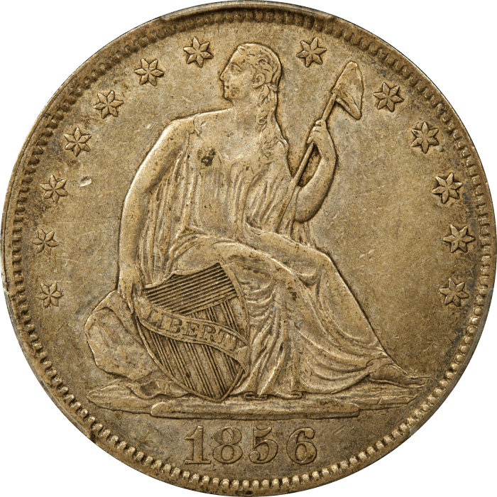 1856 Seated Liberty Half Dollar (50c) OBVERSE Image