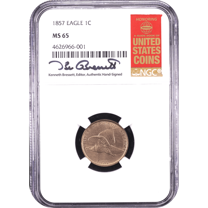 1857 Flying Eagle Cent (1c) Obverse Slab Image