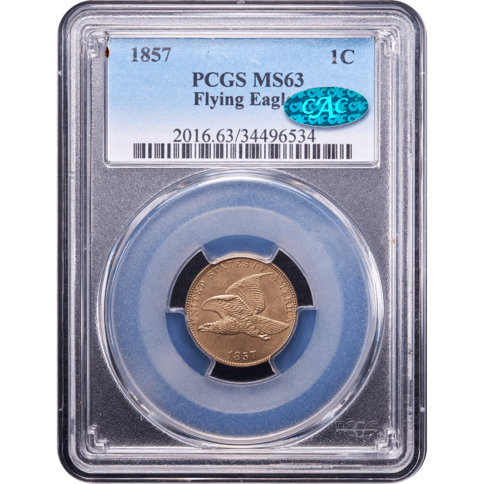 1857 Flying Eagle Cent (1c) Obverse Slab Image