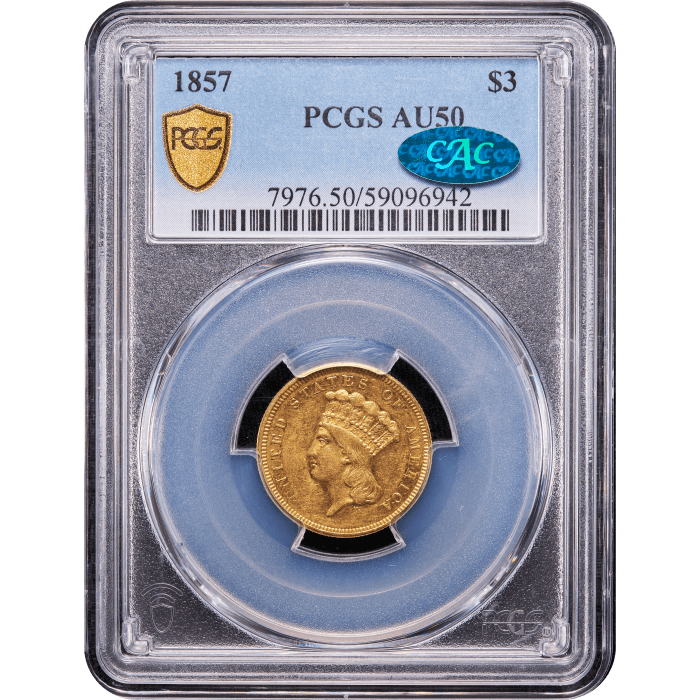 1857 Gold Three Dollar ($3) Obverse Slab Image