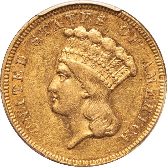 1857 Gold Three Dollar ($3) Obverse Image