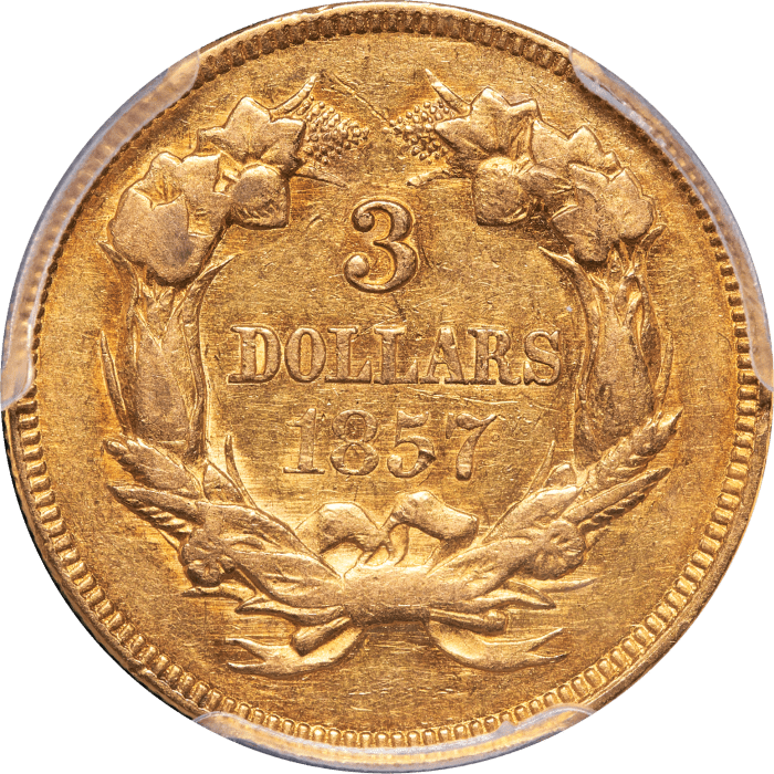 1857 Gold Three Dollar ($3) Reverse Image