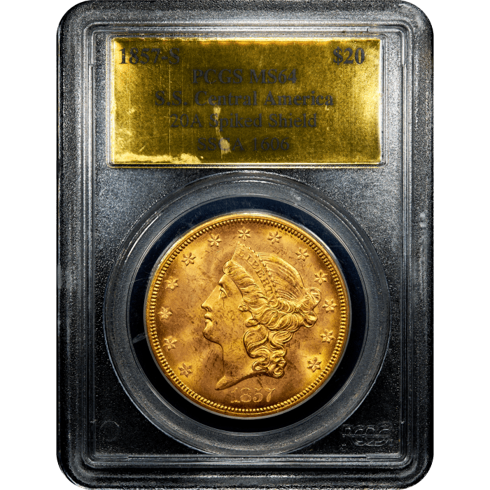 1857-S Liberty Gold Double Eagle ($20) S.S. Central America Obverse Slab Image