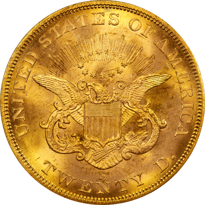 1857-S Liberty Gold Double Eagle ($20) S.S. Central America Reverse Image