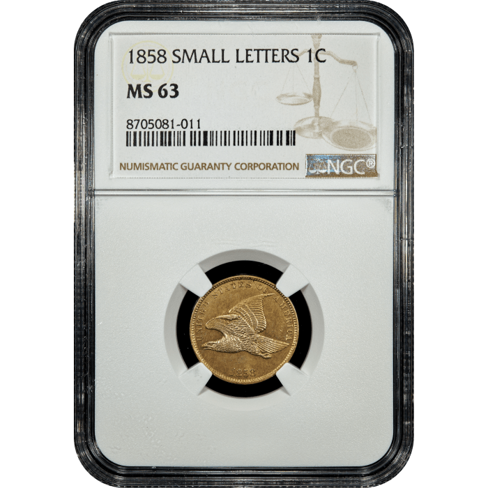 1858 Flying Eagle Cent (1c) Small Letters SLAB Image