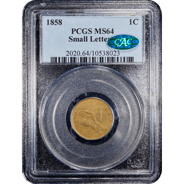 1858 Flying Eagle Cent (1c) Small Letters Obverse Slab Image