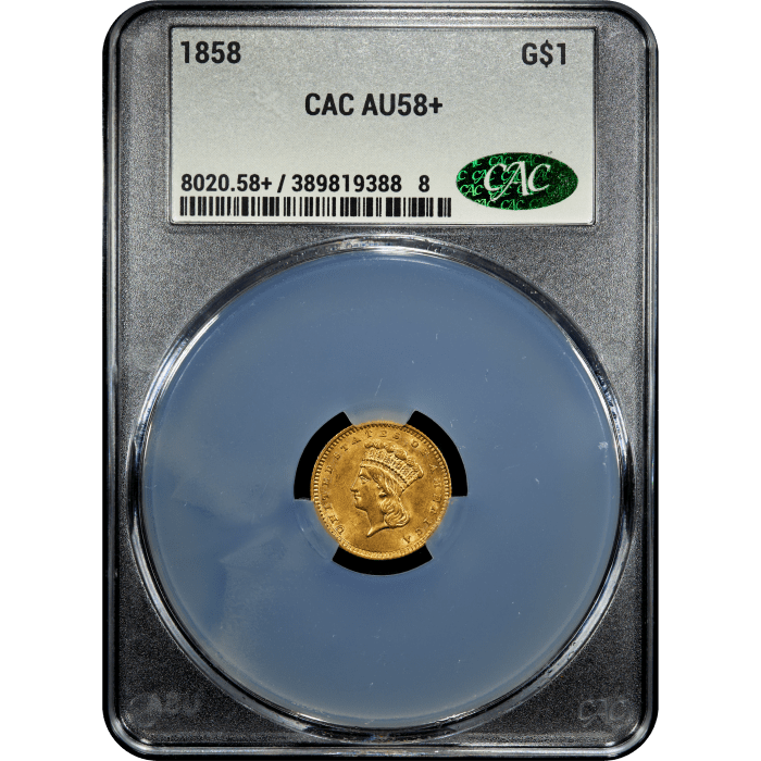 1858 Gold Dollar (G$1) Obverse Slab Image