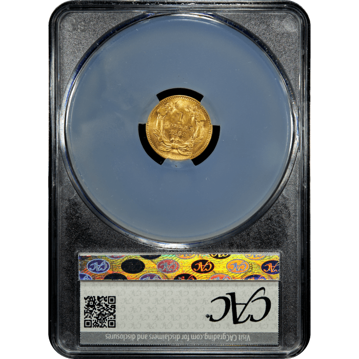 1858 Gold Dollar (G$1) Reverse Slab Image