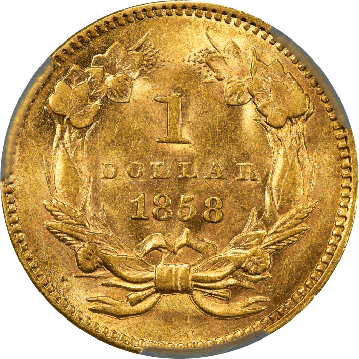 1858 Gold Dollar (G$1) Reverse Image