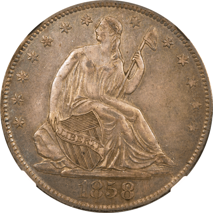 1858-O Seated Liberty Half Dollar (50c) Obverse Image