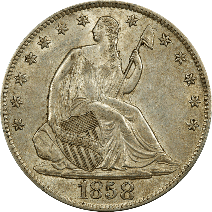 1858-O Seated Liberty Half Dollar (50c) Obverse Image