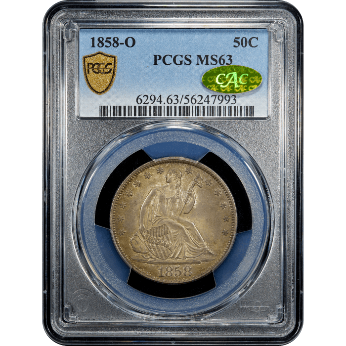 1858-O Seated Liberty Half Dollar (50c) SLAB Image