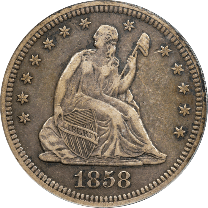 1858-S Seated Liberty Quarter (25c) Obverse Image