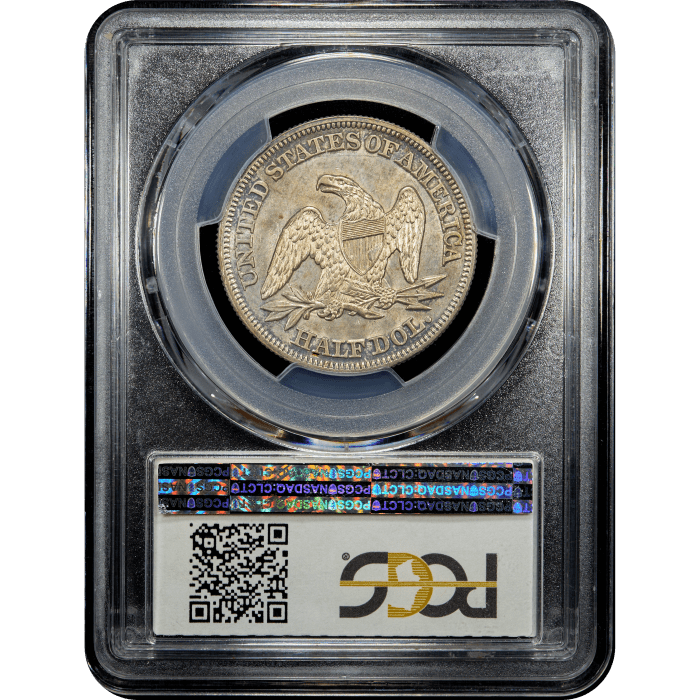 1858 Seated Liberty Half Dollar (50c) Reverse Slab Image