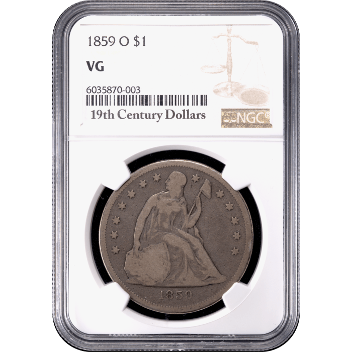 1859-O Seated Liberty Dollar ($1) Obverse Slab Image