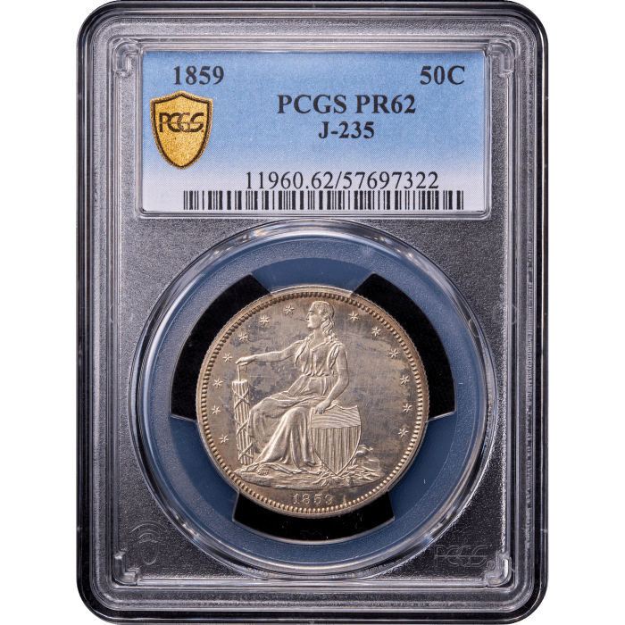 1859 Pattern Seated Half Dollar (50c) J-235 Obverse Slab Image