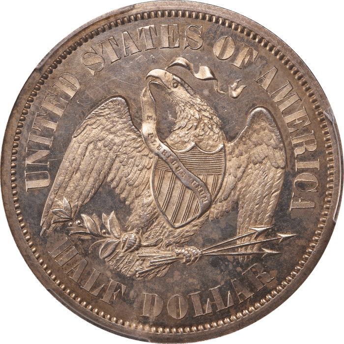 1859 Pattern Seated Half Dollar (50c) J-235 Reverse Image