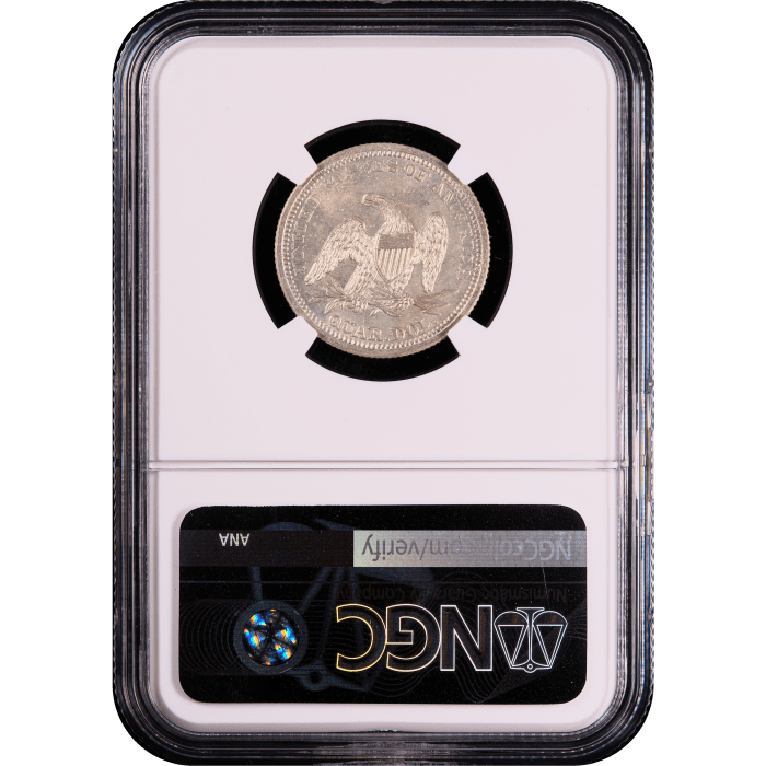 1859 Seated Liberty Quarter (25c) Reverse Slab Image