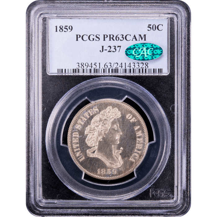 1859 Standard Silver Pattern Half Dollar (50c) J-237 Obverse Slab Image