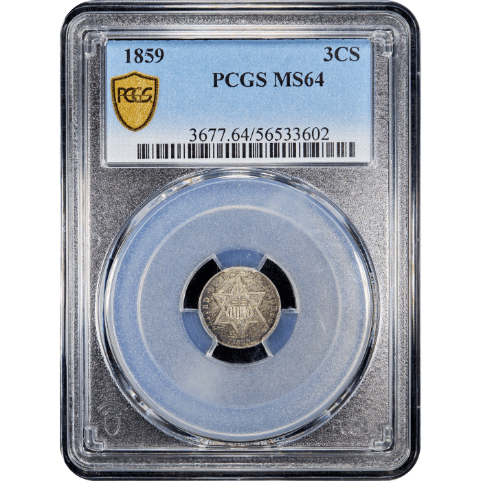 1859 Three Cent Silver (3CS) Obverse Slab Image