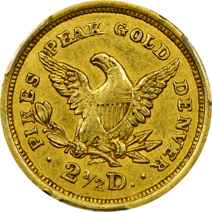 1860 Clark Gruber Gold Quarter Eagle ($2.50) REVERSE Image