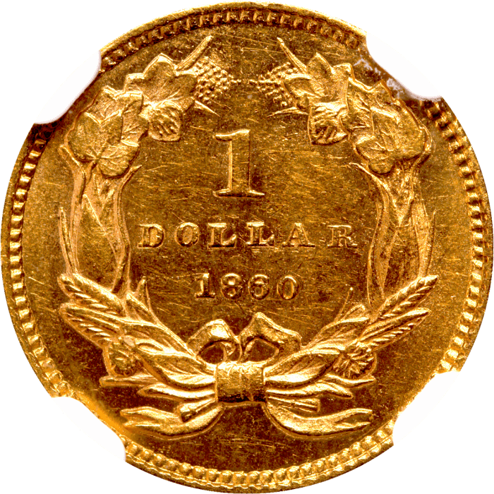 1860 Gold Dollar ($1) Reverse Image