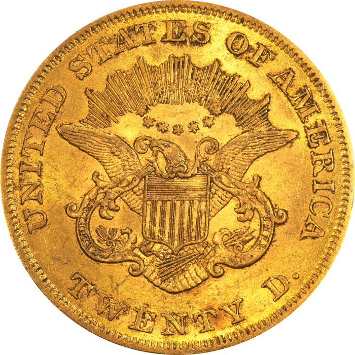 1860 Liberty Gold Double Eagle ($20) Reverse Image