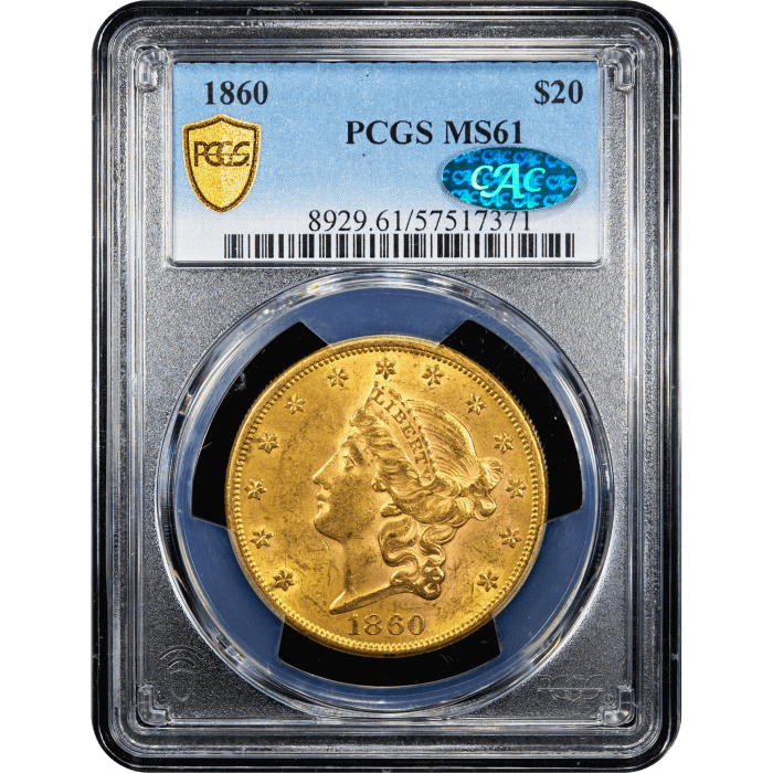 1860 Liberty Gold Double Eagle Obverse Slab Image