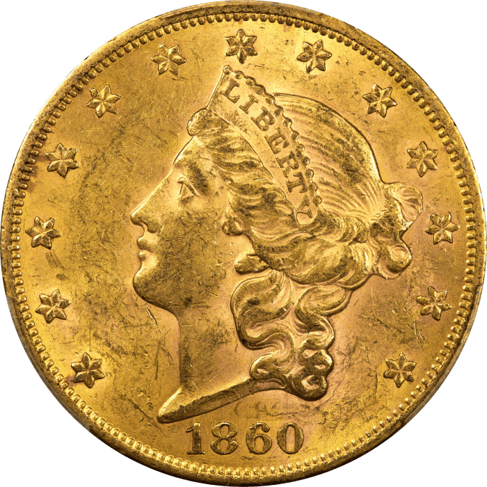 1860 Liberty Gold Double Eagle Obverse Image