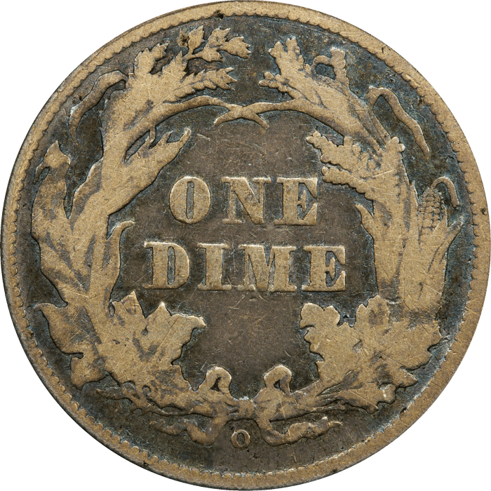1860-O Seated Liberty Dime (10c) REVERSE Image