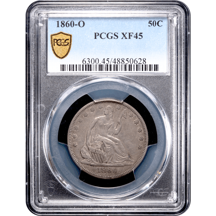 1860-O Seated Liberty Half Dollar (50c) Obverse Slab Image