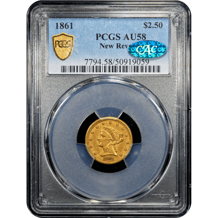 1861 Liberty Gold Quarter Eagle ($2.50) New Reverse Obverse Slab Image