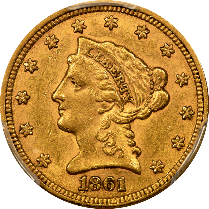 1861 Liberty Gold Quarter Eagle ($2.50) New Reverse Obverse Image