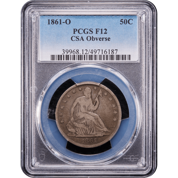 1861-O Seated Liberty Half Dollar (50c) CSA Obverse Obverse Slab Image