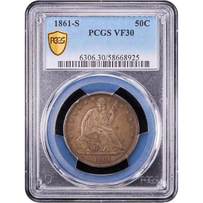 1861-S Seated Liberty Half Dollar (50c) Obverse Slab Image
