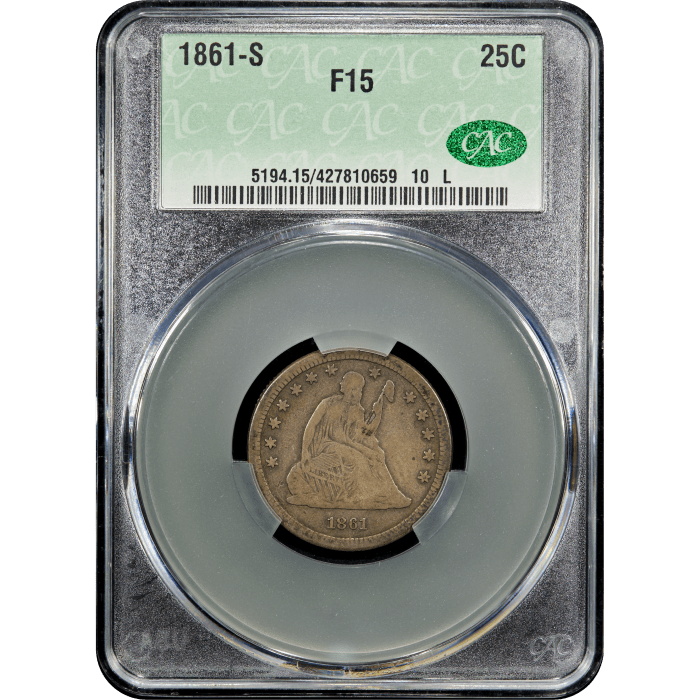 1861-S Seated Liberty Quarter (25c) SLAB Image