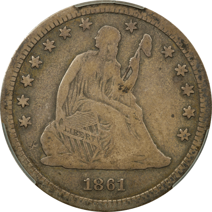 1861-S Seated Liberty Quarter (25c) OBVERSE Image
