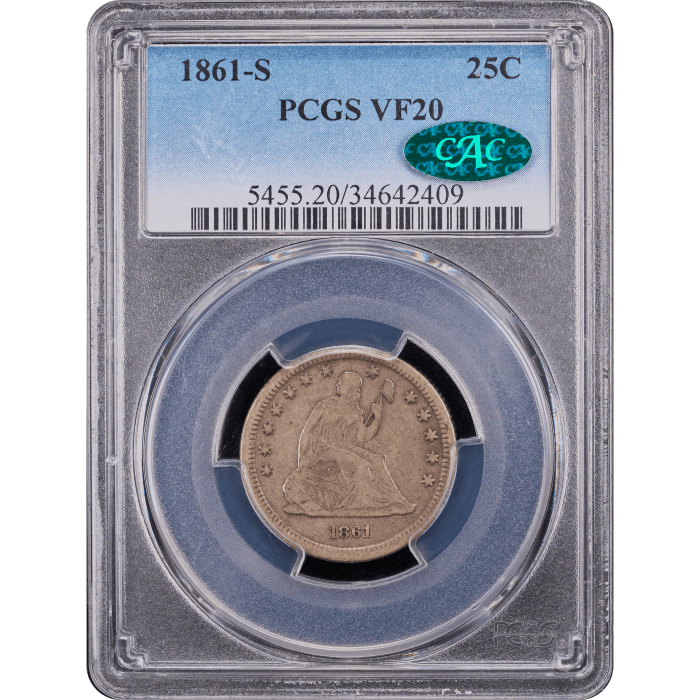 1861-S Seated Liberty Quarter (25c) Obverse Slab Image