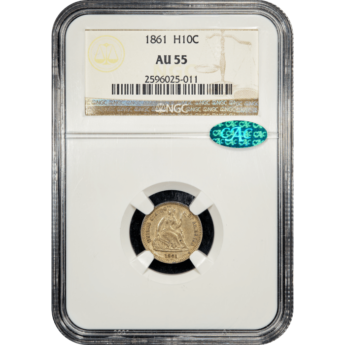 1861 Seated Liberty Half Dime (H10C) Obverse Slab Image