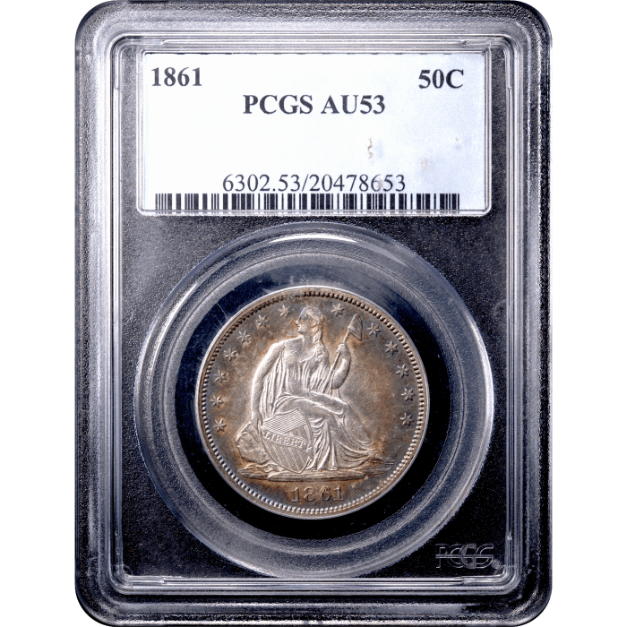 1861 Seated Liberty Half Dollar (50c) Obverse Slab Image