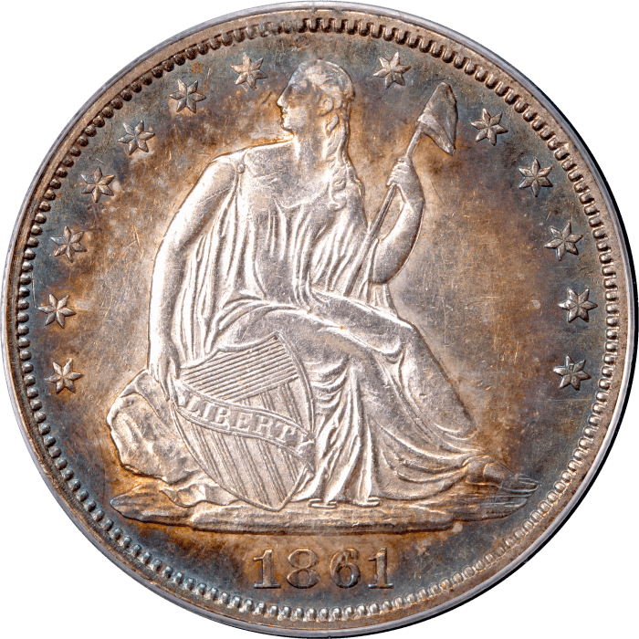 1861 Seated Liberty Half Dollar (50c) Obverse Image